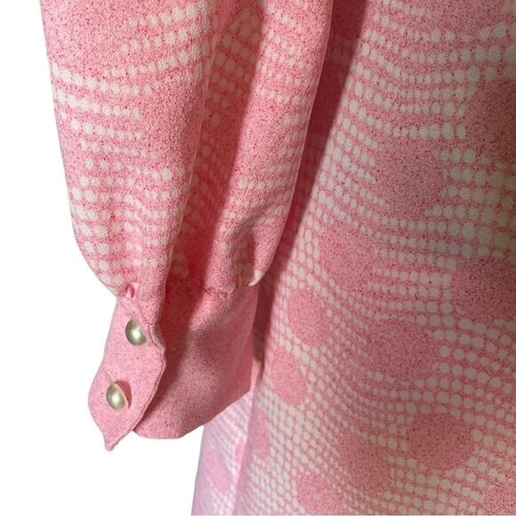 Vintage 60s Handmade Twee Coquette Print Peter Pan Collar Dress Pink - Picture 5 of 8